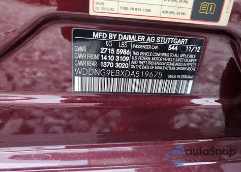 2013 Mercedes-Benz S 550 4Matic from USA, damaged, VIN WDDNG9EBXDA519675